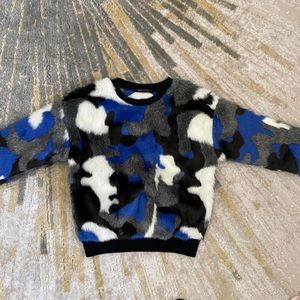 Fluffy blue multicolored sweater